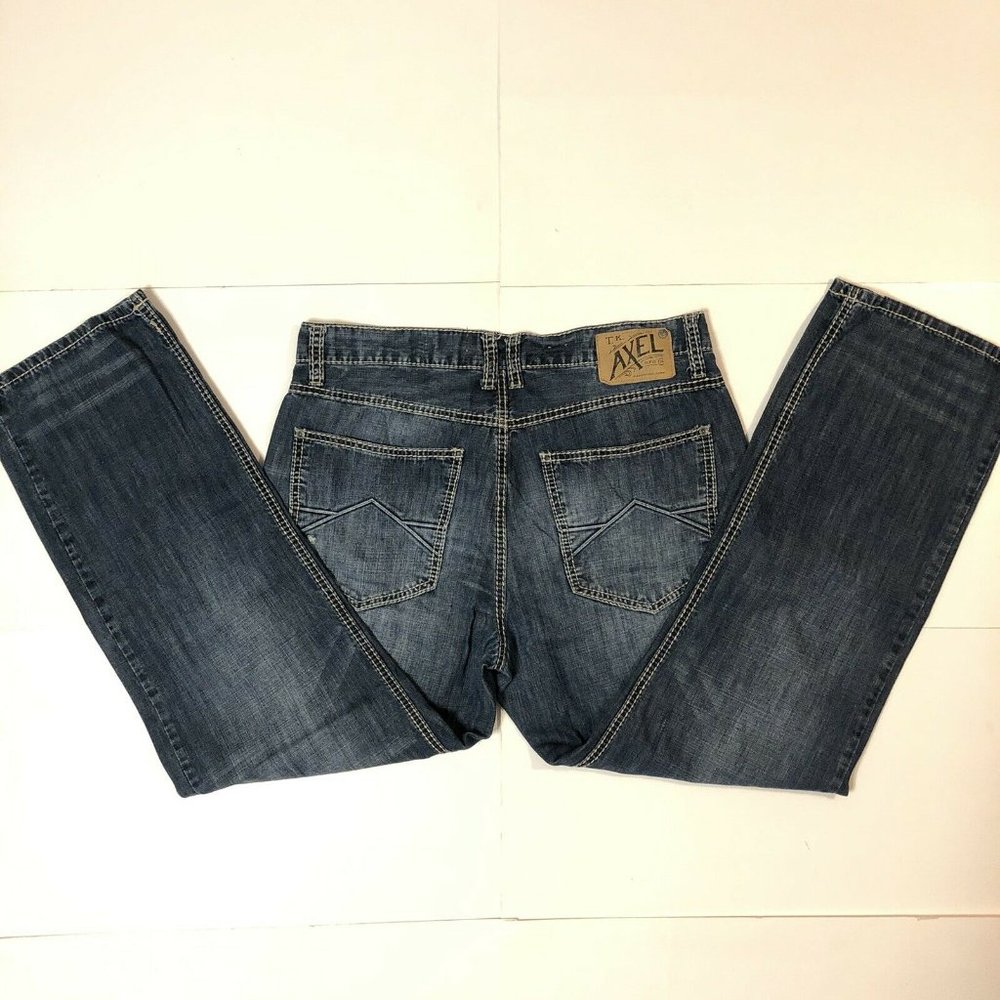 TK Axel Treadwell Relaxed Straight Men's Jeans, 34 x30, Blue-Medium Wash, Cotton